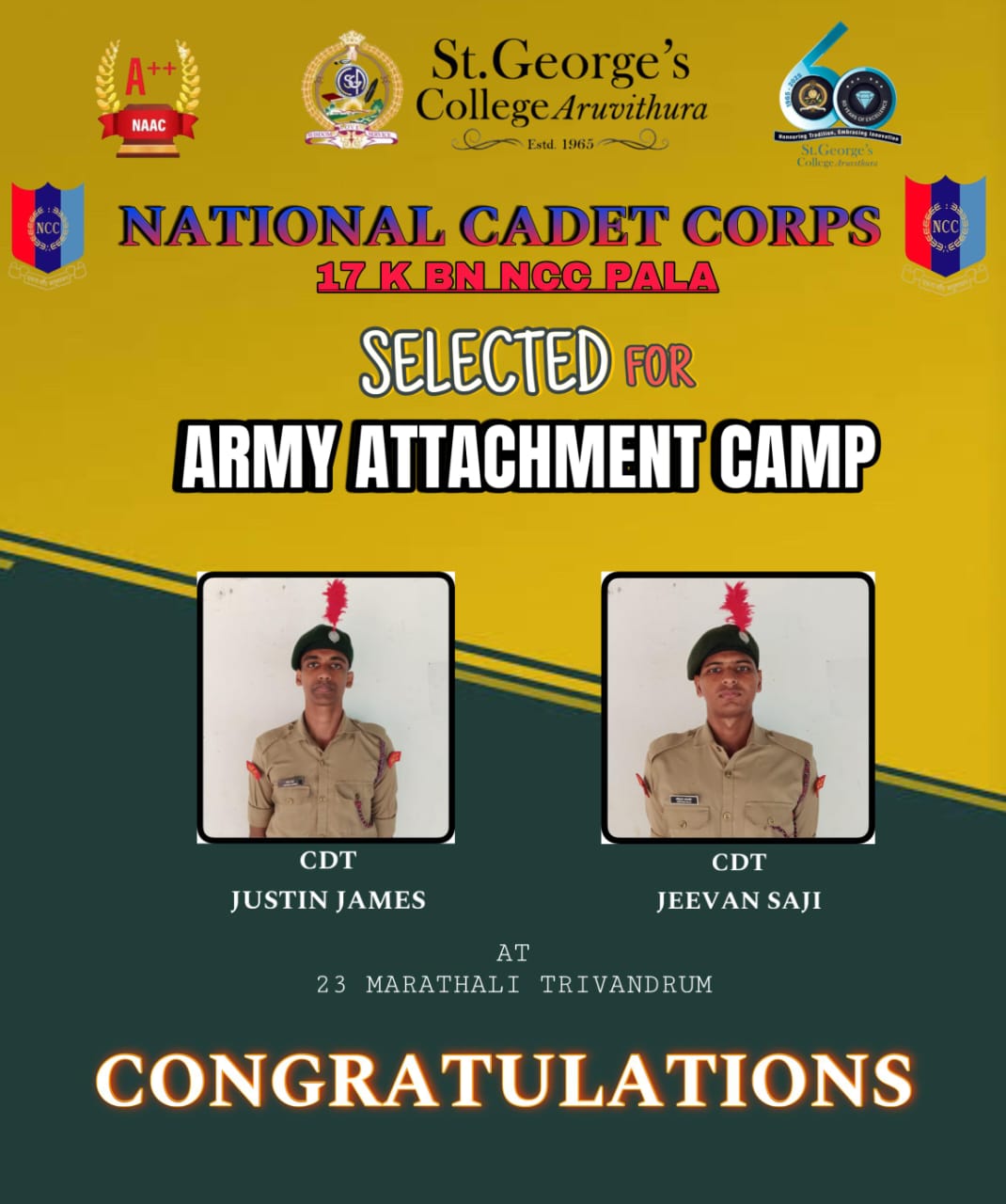 Selected for Army Attachment Camp